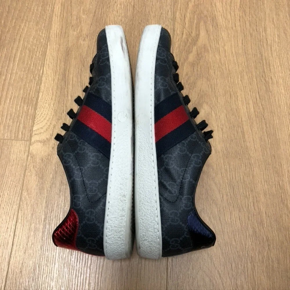Gucci‎ Ace GG Supreme Sneakers Mens 7 Black Streetwear Comfort Designer